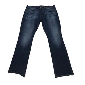 7 For All Mankind Brett Bootcut Jeans Mens 42x34 Blue Denim Stretch Big & Tall